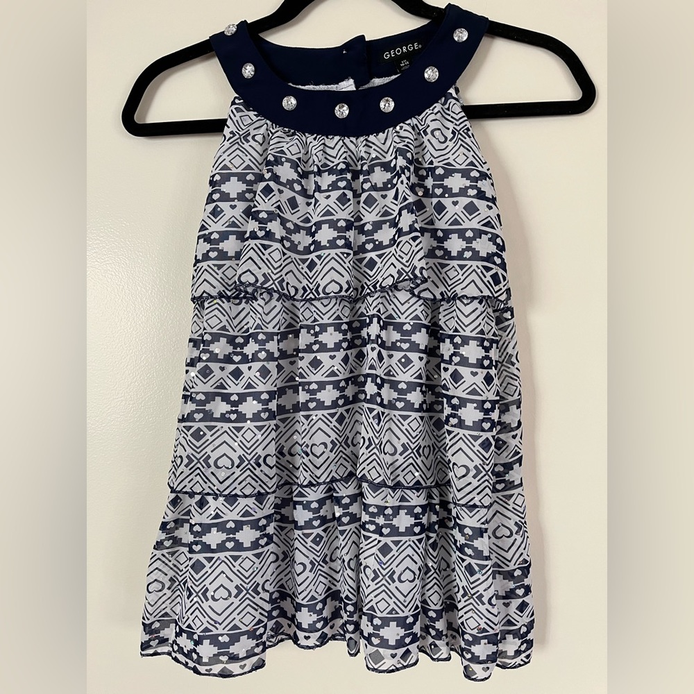 ❤️ George Blue and White Layered Sleeveless Top -Size 10/12 (Large)